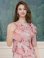 画像4: [送料無料][GINZA COUTURE]ピンク・ノースリーブ・花柄・プリント・シフォン・肩リボン・ティアード・フリル・アシンメトリー・Aライン・ミニドレス・ワンピース[即日発送][大きいサイズあり]