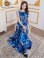 画像6: [送料無料][GINZA COUTURE]ブルー・パープル・イエロー・ピンク・ノースリーブ・シワ加工サテン・フラワー柄・花柄・プリント・ウエストリブ・Aライン・ロングドレス[即日発送][大きいサイズあり]