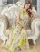 画像1: [送料無料][GINZA COUTURE]イエロー・ピンク・パープル・ブルー・ノースリーブ・シワ加工サテン・フラワー柄・花柄・プリント・ウエストリブ・Aライン・ロングドレス[即日発送][大きいサイズあり] (1)