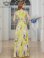 画像3: [送料無料][GINZA COUTURE]イエロー・ピンク・パープル・ブルー・ノースリーブ・シワ加工サテン・フラワー柄・花柄・プリント・ウエストリブ・Aライン・ロングドレス[即日発送][大きいサイズあり]