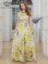 画像6: [送料無料][GINZA COUTURE]イエロー・ピンク・パープル・ブルー・ノースリーブ・シワ加工サテン・フラワー柄・花柄・プリント・ウエストリブ・Aライン・ロングドレス[即日発送][大きいサイズあり]