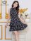 画像1: [送料無料][GINZA COUTURE]ブラック×ホワイト・花柄・プリント・首元フリル・ウエストマーク・アメリカンスリーブ・ティアード・Aライン・ミニドレス・ワンピース[即日発送][大きいサイズあり] (1)