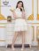 画像5: [送料無料][GINZA COUTURE]ホワイト・ブラック×ホワイト・花柄・プリント・首元フリル・ウエストマーク・アメリカンスリーブ・ティアード・Aライン・ミニドレス・ワンピース[即日発送][大きいサイズあり]
