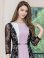 画像4: [送料無料][GINZA COUTURE]パープル×ブラック・トリコロール・レース・七分袖・ベルト付き・アシンメトリー・Aライン・ミディアムドレス・ワンピース[即日発送][大きいサイズあり]