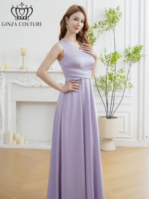 画像8: [送料無料][GINZA COUTURE]イエロー・パープル・ロイヤルブルー・ホワイト・ワインレッド・サテン シンプル・Vネック・ノースリーブ・ウエストマーク・ Aライン・ロングドレス[即日発送][大きいサイズあり]