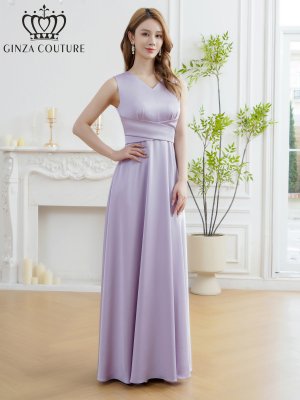 画像11: [送料無料][GINZA COUTURE]イエロー・パープル・ロイヤルブルー・ホワイト・ワインレッド・サテン シンプル・Vネック・ノースリーブ・ウエストマーク・ Aライン・ロングドレス[即日発送][大きいサイズあり]