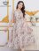 画像2: [送料無料][GINZA COUTURE]オレンジ×ブラック・プリント・シフォン・ノースリーブ・切替・Aライン・ミディアムドレス・ワンピース[即日発送][大きいサイズあり] (2)