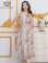 画像6: [送料無料][GINZA COUTURE]オレンジ×ブラック・プリント・シフォン・ノースリーブ・切替・Aライン・ミディアムドレス・ワンピース[即日発送][大きいサイズあり]