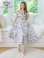 画像6: [送料無料][GINZA COUTURE]ホワイト×ブラック・フラワープリント・バイカラー・ノースリーブ・フレア・Aライン・ミディアムドレス・ワンピース[即日発送][大きいサイズあり] (6)