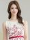 画像4: [送料無料][GINZA COUTURE]ホワイト×レッド・花柄・プリント・ベルト・ノースリーブ・Aライン・フレア・ミディアムドレス・ワンピース[即日発送][大きいサイズあり] (4)