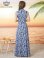 画像3: [送料無料][GINZA COUTURE]ホワイト×ブルー・プリント・柄物・ノースリーブ・カシュクール・Aライン・マキシ丈・ロングドレス[即日発送][大きいサイズあり] (3)