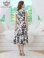 画像3: [送料無料][GINZA COUTURE]ホワイト×ブラック・プリント・シフォン・モノトーン・花柄・胸元ファスナー・ベルト付・ノースリーブ・ライン・ミディアムドレス・ワンピース[即日発送][大きいサイズあり] (3)