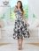 画像5: [送料無料][GINZA COUTURE]ホワイト×ブラック・プリント・シフォン・モノトーン・花柄・胸元ファスナー・ベルト付・ノースリーブ・ライン・ミディアムドレス・ワンピース[即日発送][大きいサイズあり] (5)