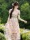画像8: [送料無料][GINZA COUTURE]グリーン・ピンク・花柄・半袖・チュール・Aライン・ミディアムドレス・ワンピース[即日発送][大きいサイズあり]