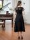 画像3: [送料無料][GINZA COUTURE]ブラック・ホワイト・半袖・ビーズ・チュール・レース・Aライン・ミディアムドレス・ワンピース[即日発送][大きいサイズあり]