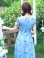 画像9: [送料無料][GINZA COUTURE]グリーン・ブルー・花柄・半袖・チュール・レース・Aライン・ミディアムドレス・ワンピース[即日発送][大きいサイズあり] (9)