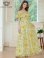 画像2: [送料無料][GINZA COUTURE]イエロー・レッド・シフォン・キャミソール・オフショルダー・花柄・プリント・ロングドレス・ワンピース[即日発送][大きいサイズあり] (2)