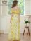 画像3: [送料無料][GINZA COUTURE]イエロー・レッド・シフォン・キャミソール・オフショルダー・花柄・プリント・ロングドレス・ワンピース[即日発送][大きいサイズあり]