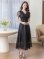 画像8: [送料無料][GINZA COUTURE]ホワイト・ブラック・ワインレッド・ピンク・総レース・ラインストーン・Vネック・半袖・ハイウエスト・Aライン・ミディアムドレス・ワンピース[即日発送][大きいサイズあり]