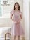 画像7: [送料無料][GINZA COUTURE]レッド・ピンク・ベージュ・ブラック・ワインレッド・半袖・シンプル・Ａライン・リボン・ミディアムドレス・ワンピース[即日発送][大きいサイズあり]