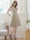 画像13: [送料無料][GINZA COUTURE]レッド・ピンク・ベージュ・ブラック・ワインレッド・半袖・シンプル・Ａライン・リボン・ミディアムドレス・ワンピース[即日発送][大きいサイズあり]