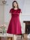 画像18: [送料無料][GINZA COUTURE]レッド・ピンク・ベージュ・ブラック・ワインレッド・半袖・シンプル・Ａライン・リボン・ミディアムドレス・ワンピース[即日発送][大きいサイズあり]