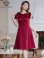 画像19: [送料無料][GINZA COUTURE]レッド・ピンク・ベージュ・ブラック・ワインレッド・半袖・シンプル・Ａライン・リボン・ミディアムドレス・ワンピース[即日発送][大きいサイズあり]