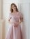 画像4: [送料無料][GINZA COUTURE]ピンク・レッド・ホワイト・半袖・シンプル・コサージュ・Ａライン・ミディアムドレス・ワンピース[即日発送][大きいサイズあり]