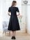 画像9: [送料無料][GINZA COUTURE]ピンク・ネイビー・半袖・ビジュー・ポケット・シンプル・Aライン・ミディアムドレス・ワンピース[即日発送][大きいサイズあり]