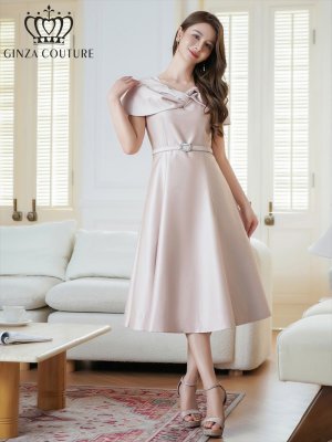 画像17: [送料無料][GINZA COUTURE]レッド・ブラック・ピンク・ケープ風・ベルト・シンプル・Ａライン・ミディアムドレス・ワンピース[即日発送][大きいサイズあり]