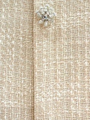 画像13: [送料無料][GINZA COUTURE]グレー・ワインレッド・ベージュ・ツイード・半袖・ポケット・ビジューボタン・タイト・ミディアムドレス・ワンピース[即日発送][大きいサイズあり]