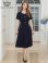 画像11: [送料無料][GINZA COUTURE]イエロー・ネイビー・フリンジ・ビジュー・パールボタン・上品・半袖・Aライン・ミディアムドレス・ワンピース[即日発送][大きいサイズあり]