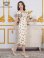 画像8: [送料無料][GINZA COUTURE]ブラック・ホワイト・サテンジャガード・花柄・ドット・プリント・フリルスリーブ・パイピング・ビーズ・ラインストーン・タイト・ミディアムドレス・ワンピース[即日発送][大きいサイズあり]