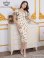 画像7: [送料無料][GINZA COUTURE]ブラック・ホワイト・サテンジャガード・花柄・ドット・プリント・フリルスリーブ・パイピング・ビーズ・ラインストーン・タイト・ミディアムドレス・ワンピース[即日発送][大きいサイズあり]