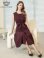 画像6: [送料無料][GINZA COUTURE]ワインレッド・ネイビー・ワンカラー・シンプル・ノースリーブ・前ボタン・リボンベルト・ポケット・Aライン・ミディアムドレス・ワンピース[即日発送][大きいサイズあり] (6)