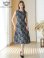 画像11: [送料無料][GINZA COUTURE]ブラック・グレー・花柄・シワ加工・ノースリーブ・ブローチ・ポケット・Aライン・ミディアムドレス・ワンピース[即日発送][大きいサイズあり] (11)