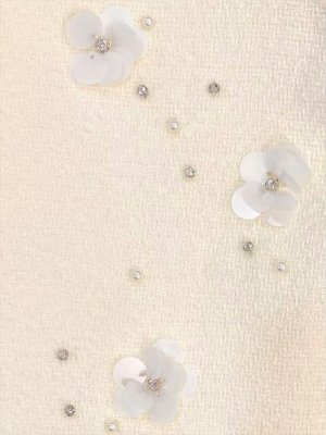 画像4: [送料無料][GINZA COUTURE]ピンク・アイボリー・ワンカラー・スプリングツイード・お花・スパンコール・ビーズ・ジャケット[即日発送][大きいサイズあり]