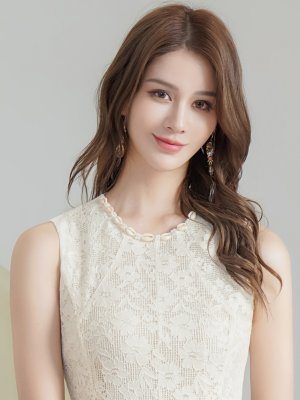 画像4: [送料無料][GINZA COUTURE]ホワイト・ワンカラー・シンプル・総レース・パール・ノースリーブ・インナーミニ・Aライン・ロングドレス[即日発送][大きいサイズあり]