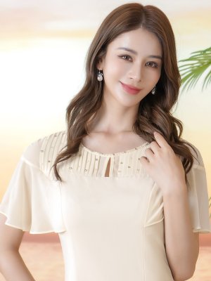画像4: [送料無料][GINZA COUTURE]アイボリー・ブラック・ワンカラー・ラインストーン・フリルスリーブ・プリーツ・シースルー・シンプル・Aライン・ミニドレス・ワンピース[即日発送][大きいサイズあり]