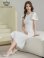 画像6: [送料無料][GINZA COUTURE]ホワイト・ブラック・ワンカラー・シンプル・肩リボン・ラインストーン・タイト・マーメイド・ミディアムドレス・ワンピース[即日発送][大きいサイズあり] (6)