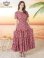 画像2: [送料無料][GINZA COUTURE]レッド・ブラック・柄物・プリント・ラウンドネック・半袖・ベルト付き・ポケット・Aライン・ティアード・フレア・ロングドレス[即日発送][大きいサイズあり] (2)