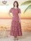 画像5: [送料無料][GINZA COUTURE]レッド・ブラック・柄物・プリント・ラウンドネック・半袖・ベルト付き・ポケット・Aライン・ティアード・フレア・ロングドレス[即日発送][大きいサイズあり] (5)
