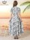 画像3: [送料無料][GINZA COUTURE]アイボリー×ブラック・アイボリー×レッド・柄物・Vネック・半袖・ベルト付き・ポケット・Aライン・フレア・ロングドレス[即日発送][大きいサイズあり] (3)