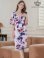 画像8: [SALE品のため返品不可][GINZA COUTURE]ピンク・ブルー・カシュクール風・リボン・花柄・パステル・五分袖・ミディアムドレス・ワンピース[即日発送][大きいサイズあり] (8)