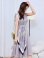画像2: [送料無料][GINZA COUTURE]パープル・ネイビー・ベージュ・ホワイト・ブラック・レッド・スカーフ・ビジューボタン・ノースリーブ・Aライン・ワンカラー・ミディアムドレス・ワンピース[即日発送][大きいサイズあり] (2)
