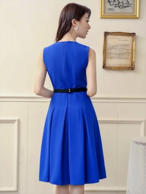 画像7: [送料無料][GINZA COUTURE]イエロー・ロイヤルブルー・ワインレッド・シンプル・Aライン・ベルト・ビジュー・ミニドレス・ワンピース[即日発送][大きいサイズあり]