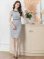 画像5: [送料無料][GINZA COUTURE]グレー・タイト・フレンチスリーブ・ツイード・ミニドレス・ワンピース[即日発送][大きいサイズあり]