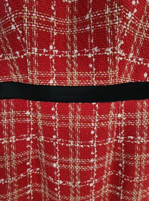 画像13: [送料無料][GINZA COUTURE]ベージュ・ネイビー・レッド・ツイード・チェック・タイト・ノースリーブ・ミディアムドレス・ワンピース[即日発送][大きいサイズあり]