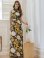 画像5: [送料無料][GINZA COUTURE]ブラック×イエロー・ブラック×レッド・プリント・ウエストマーク・Aライン・ノースリーブ・ロングドレス[即日発送][大きいサイズあり]