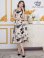 画像5: [送料無料][GINZA COUTURE]ホワイト×ブラック・花柄・プリント・サテン・ノースリーブ・切替・Aライン・ミディアムドレス・ワンピース[即日発送][大きいサイズあり]